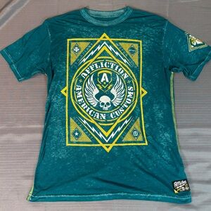 Affliction “American Customs” Graphic T-Shirt – Men’s M – Teal Skull Biker MMA